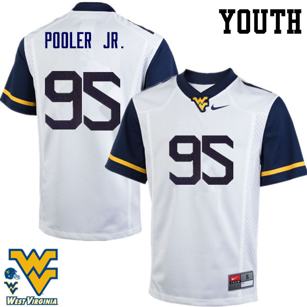 Youth #95 Jeffery Pooler Jr. West Virginia Mountaineers College Football Jerseys-White - Click Image to Close
